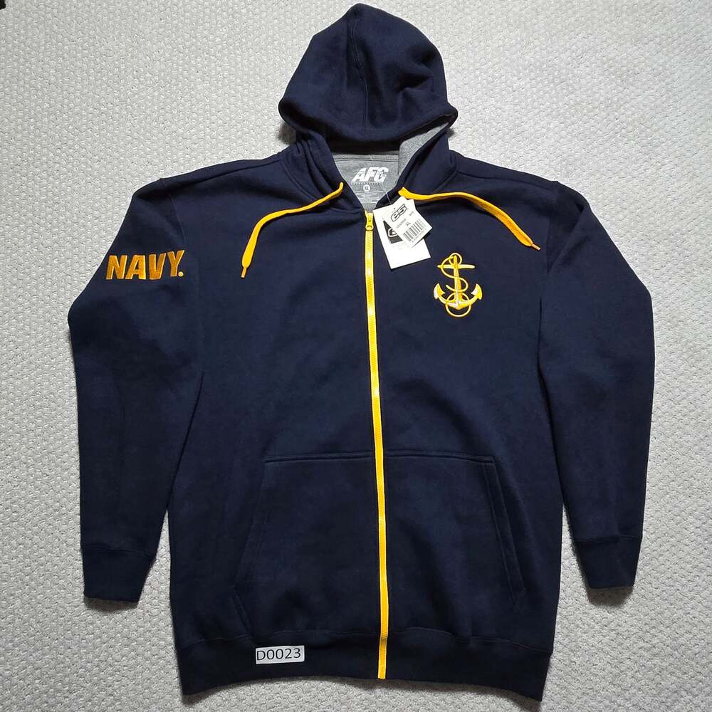 Armed Forces Gear US Navy Anchor Embroidered Full-Zip Hoodie
